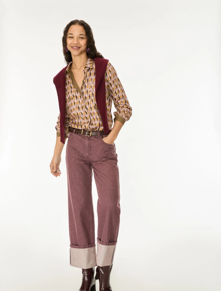 I BLUES Camicia Donna reversibile IBLICONICO Rosa Pastello Dis Geometrico