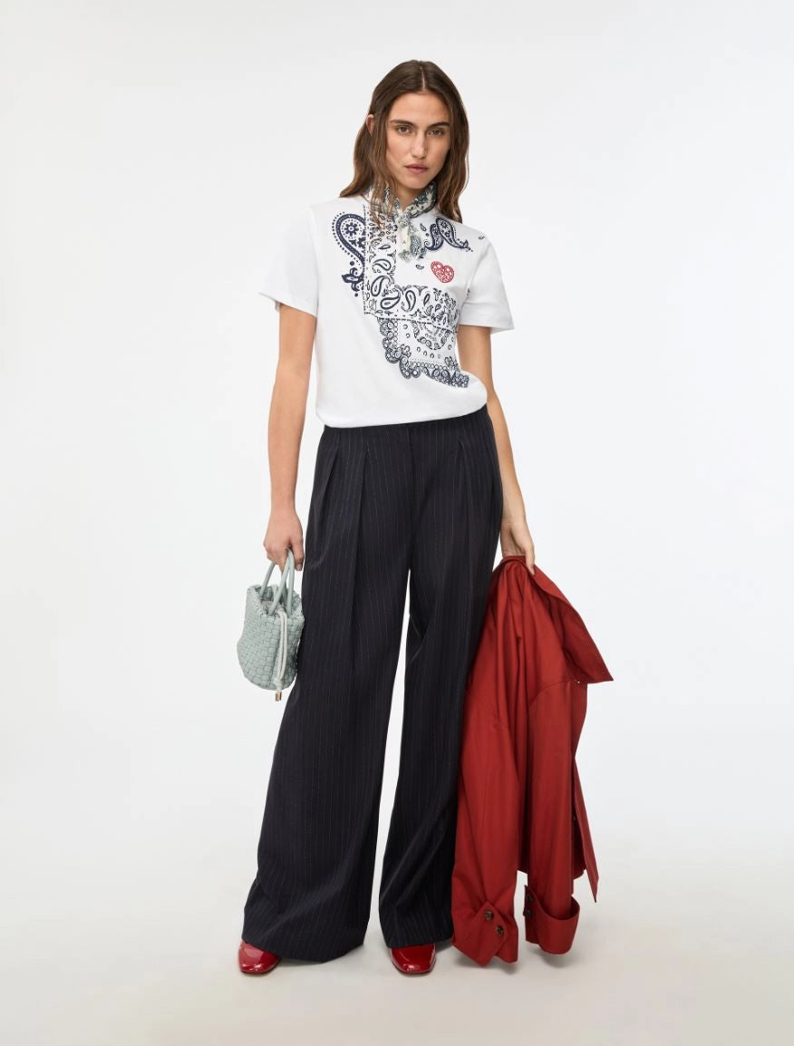 I BLUES IBLMELODIA Pinstriped Trousers Blue