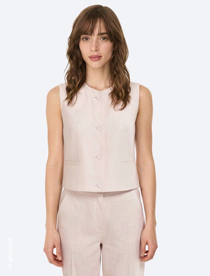 I BLUES Gilet in Raso Misto Lino Effetto Bagnato IBLALBERO Rosa