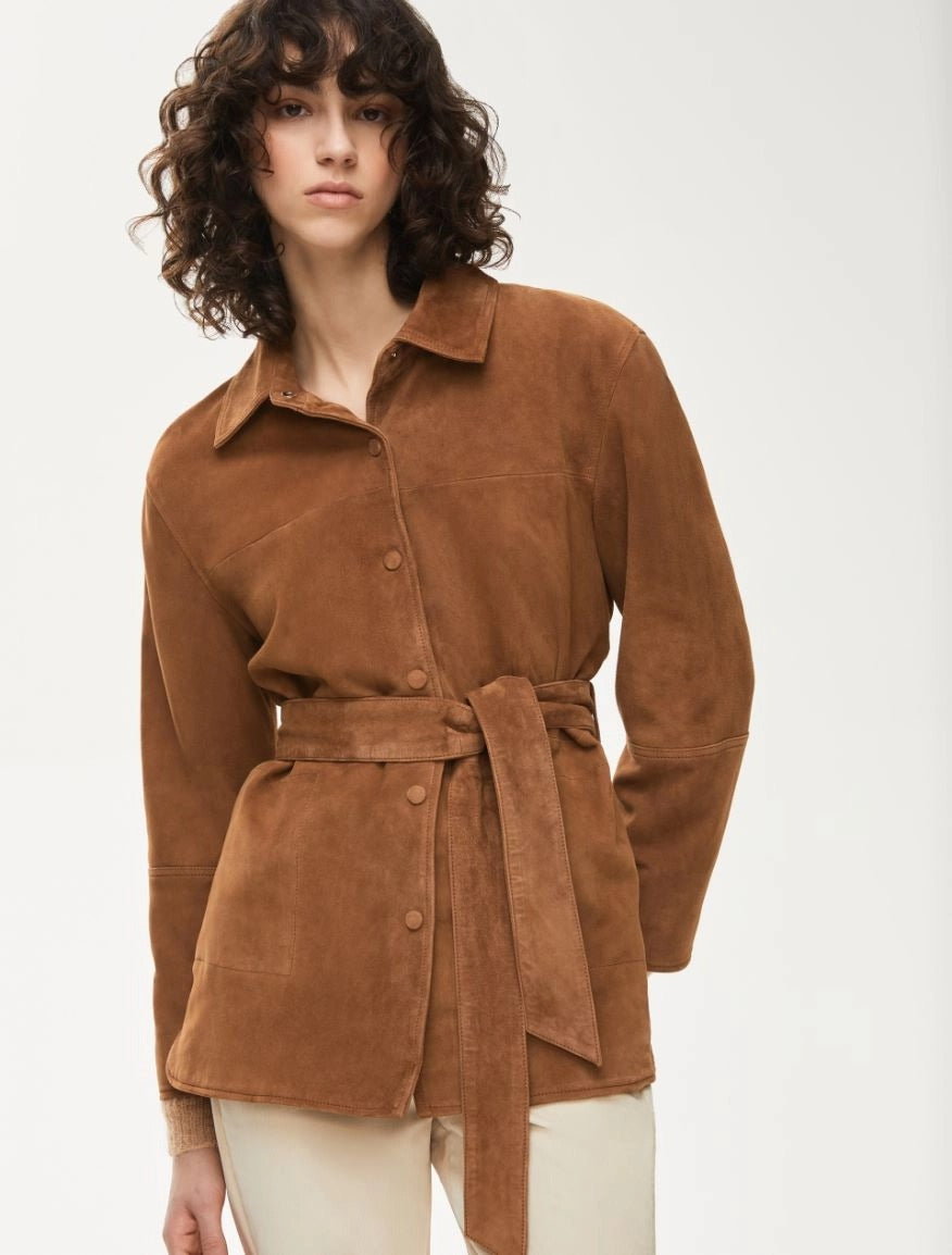 I BLUES Giacca Camicia in pelle Donna GASPARE Cognac