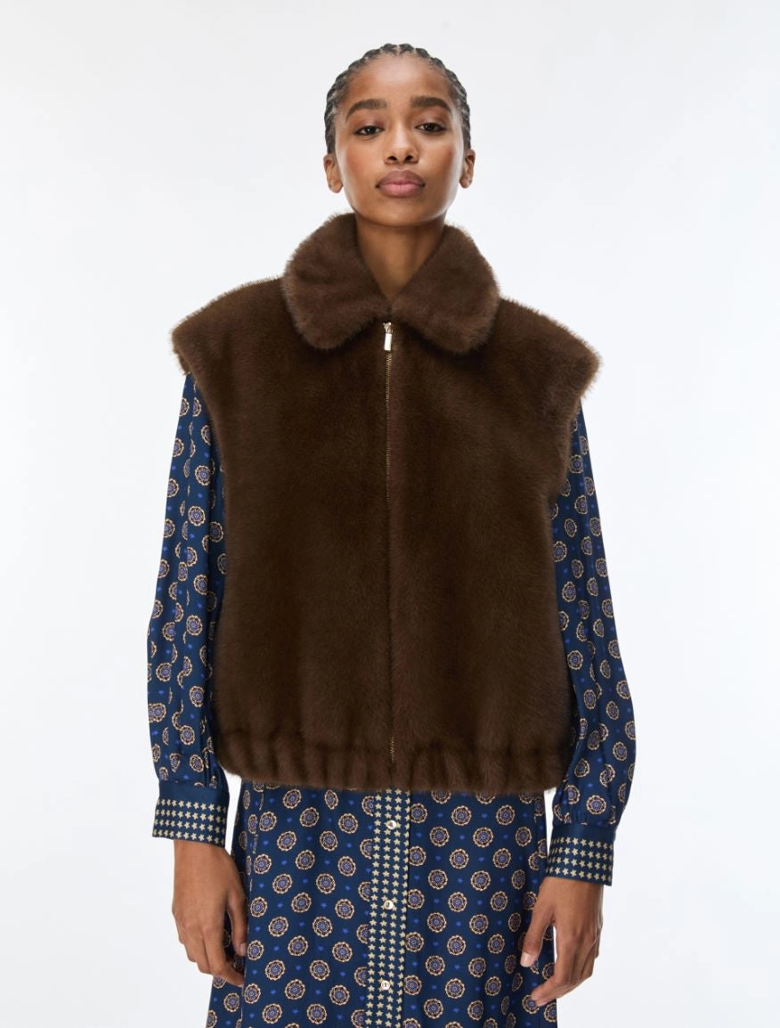 I BLUES Gilet Donna Fluffy IBLEPOCHE Marrone