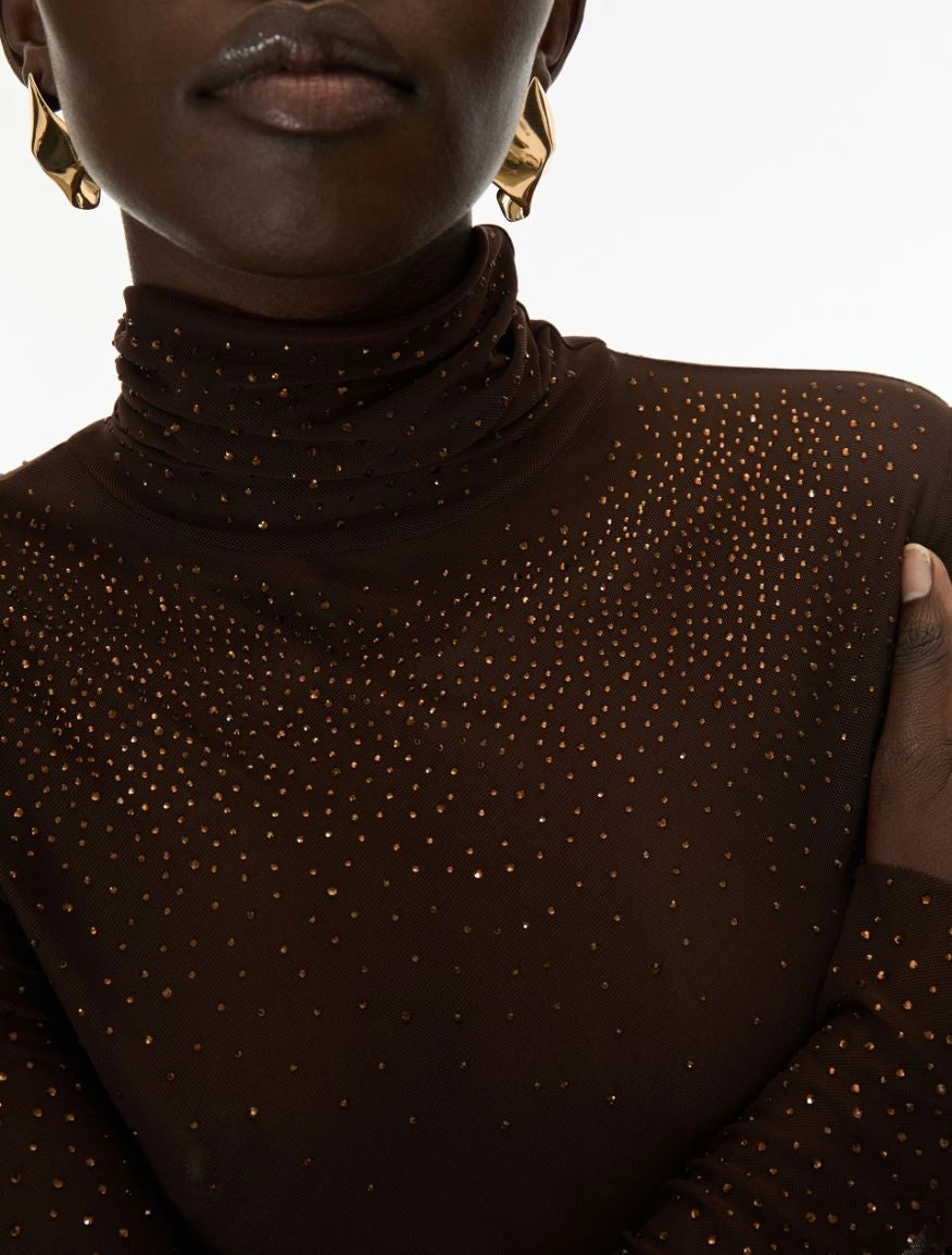 I BLUES Maglia Donna con strass IBLFERVIDA Cioccolato