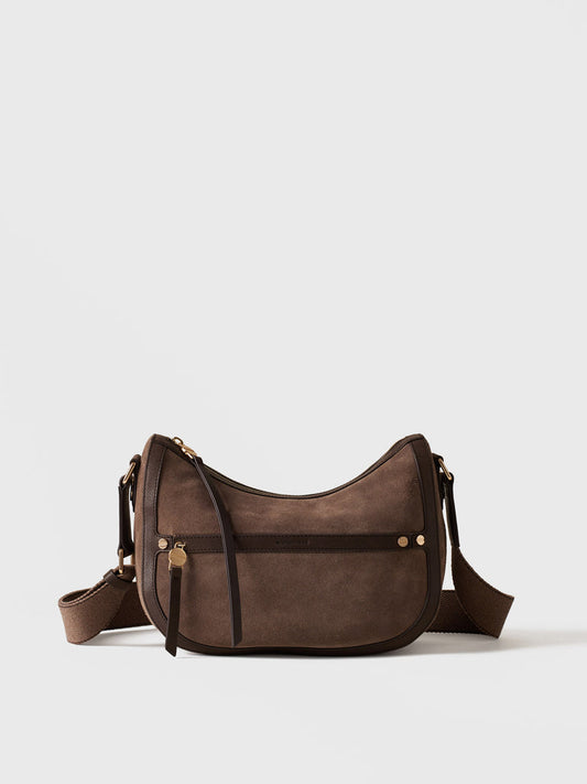 BORBONESE Borsa Luna Small Camoscio 91010234 0259 435 Cenere Cacao