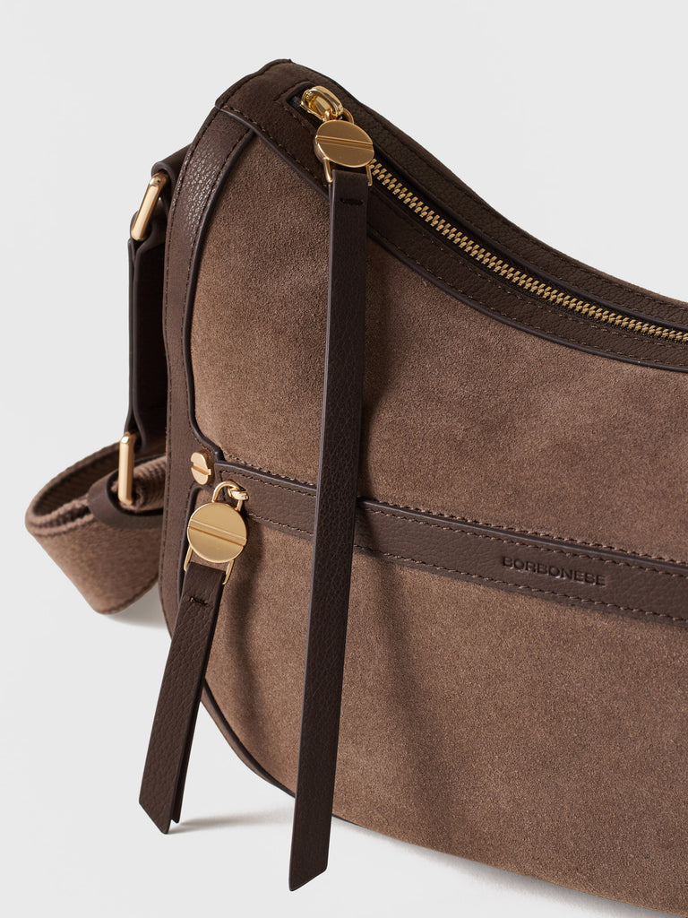 BORBONESE Borsa Luna Small Camoscio 91010234 0259 435 Cenere Cacao