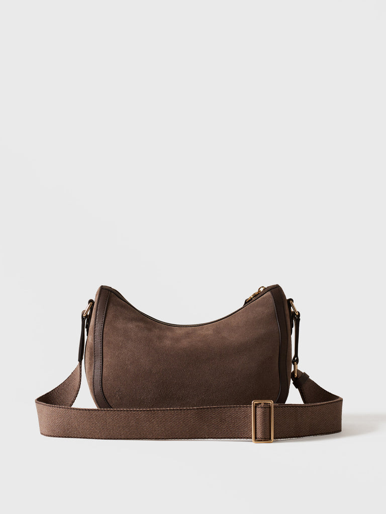 BORBONESE Borsa Luna Small Camoscio 91010234 0259 435 Cenere Cacao