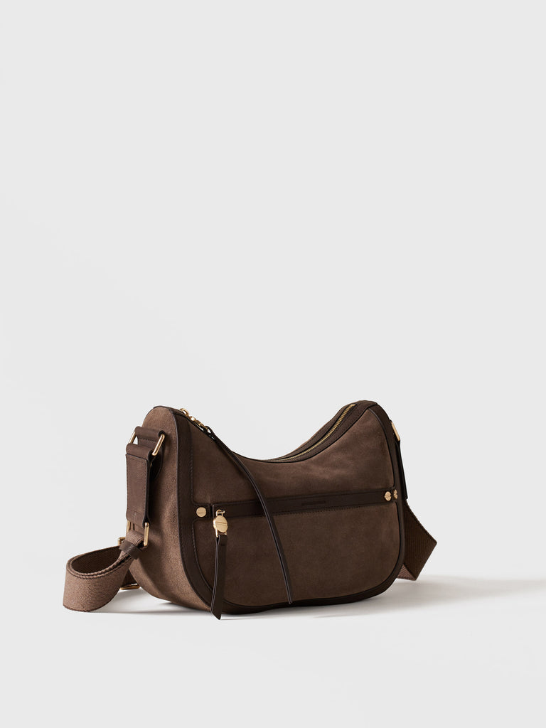BORBONESE Borsa Luna Small Camoscio 91010234 0259 435 Cenere Cacao