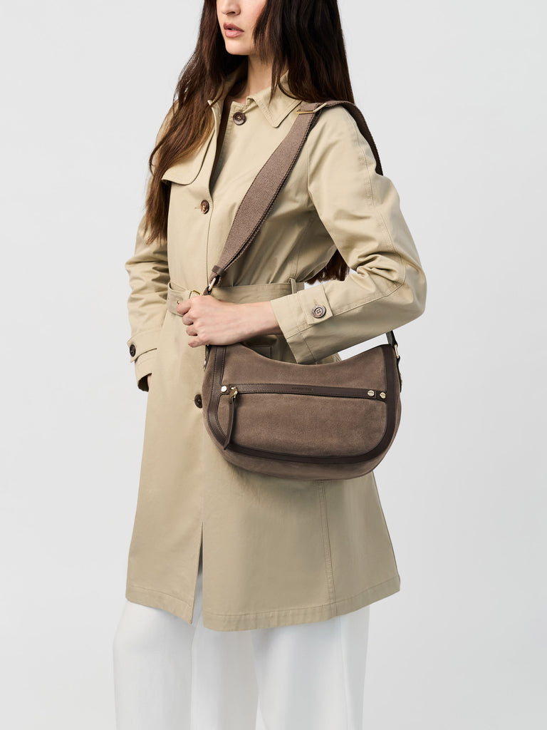 BORBONESE Borsa Luna Small Camoscio 91010234 0259 435 Cenere Cacao