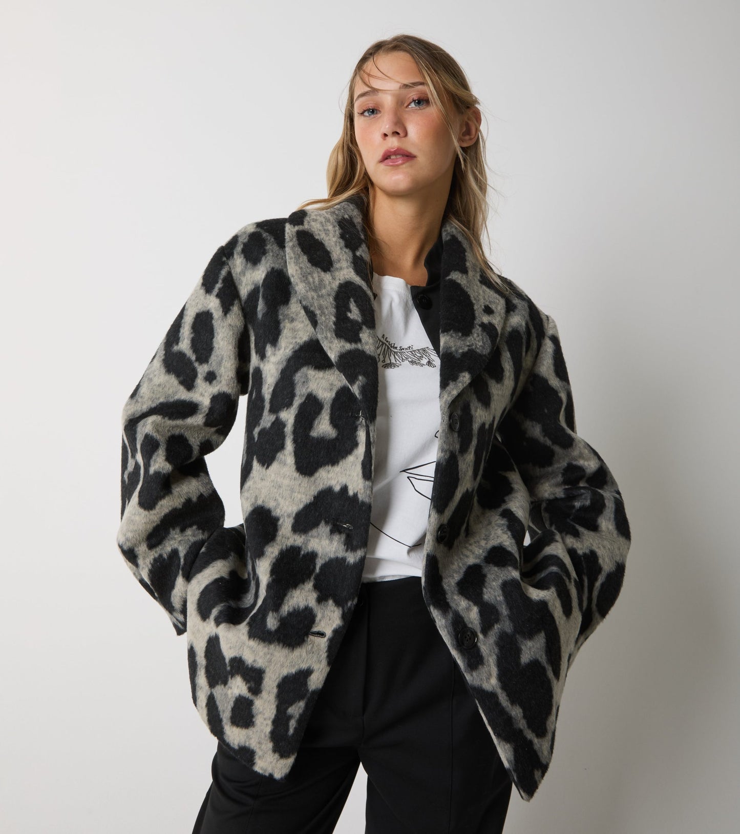 ALESSIA SANTI Giacca Donna in panno Animalier 521SD35065 Black Grey