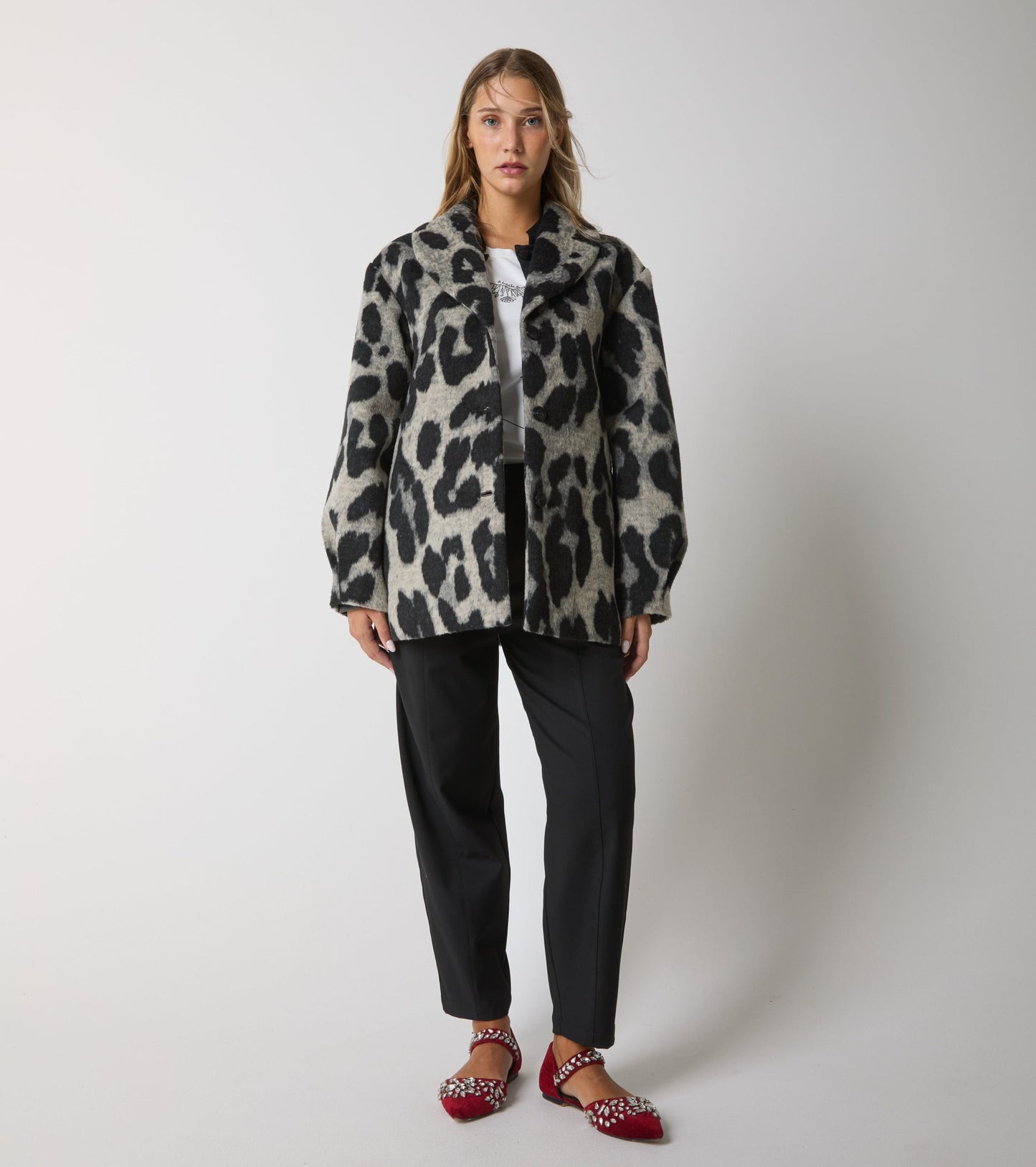 ALESSIA SANTI Giacca Donna in panno Animalier 521SD35065 Black Grey