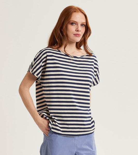 ALESSIA SANTI T-Shirt Rigata 511SD64009 Blu Beige