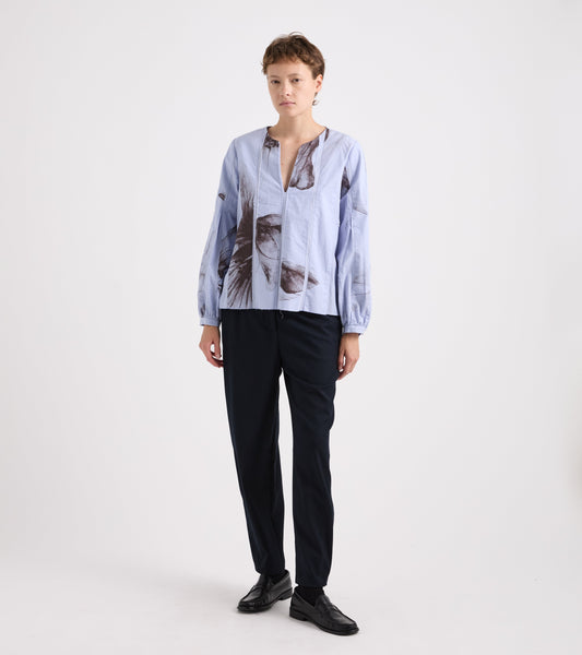 ALESSIA SANTI Camicia floreale scollo a V  621SD45008 Celeste
