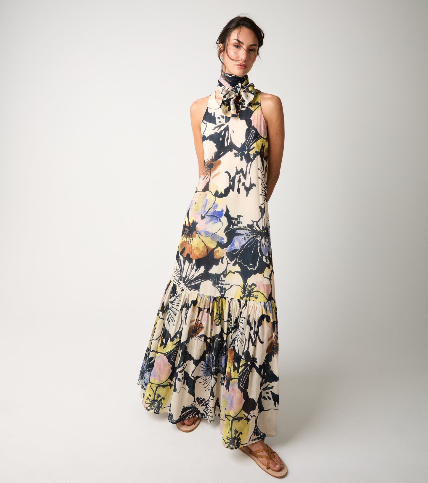 ALESSIA SANTI Abito in cotone stampato con foulard 611SD15033 Fiore