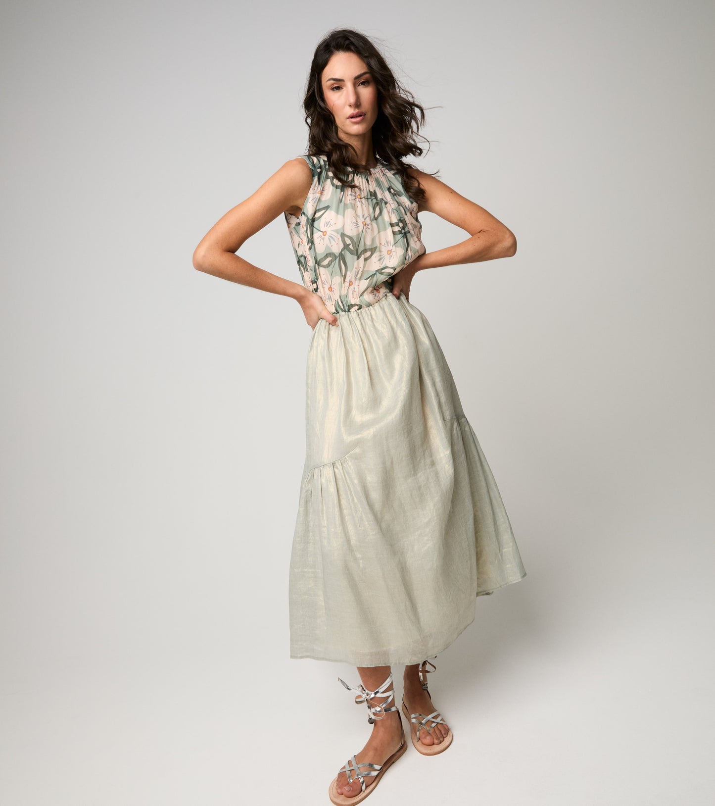 ALESSIA SANTI Abito con top floreale 611SD15021 Verde