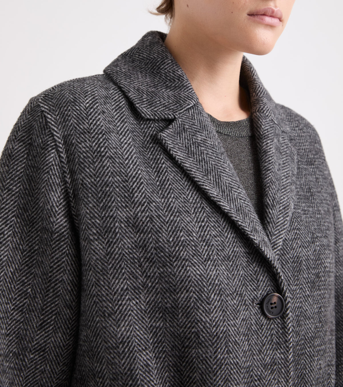 ALESSIA SANTI Cappotto con cintura spinato  621SD35037 Lavagna