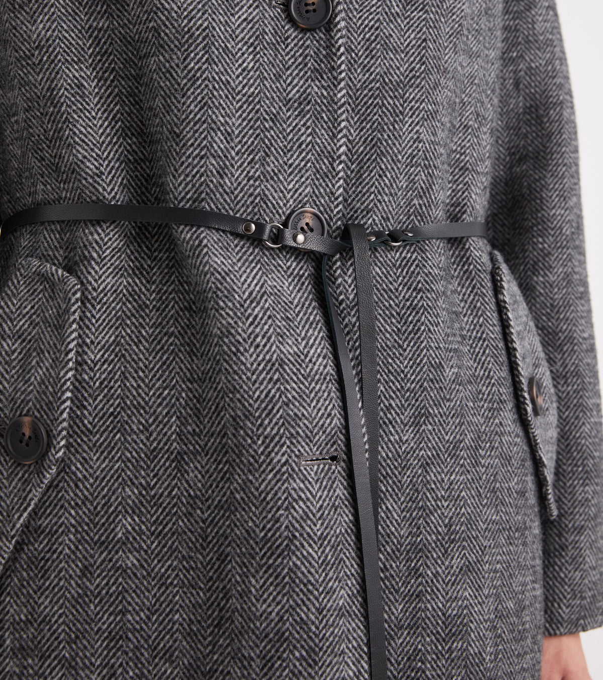 ALESSIA SANTI Cappotto con cintura spinato  621SD35037 Lavagna
