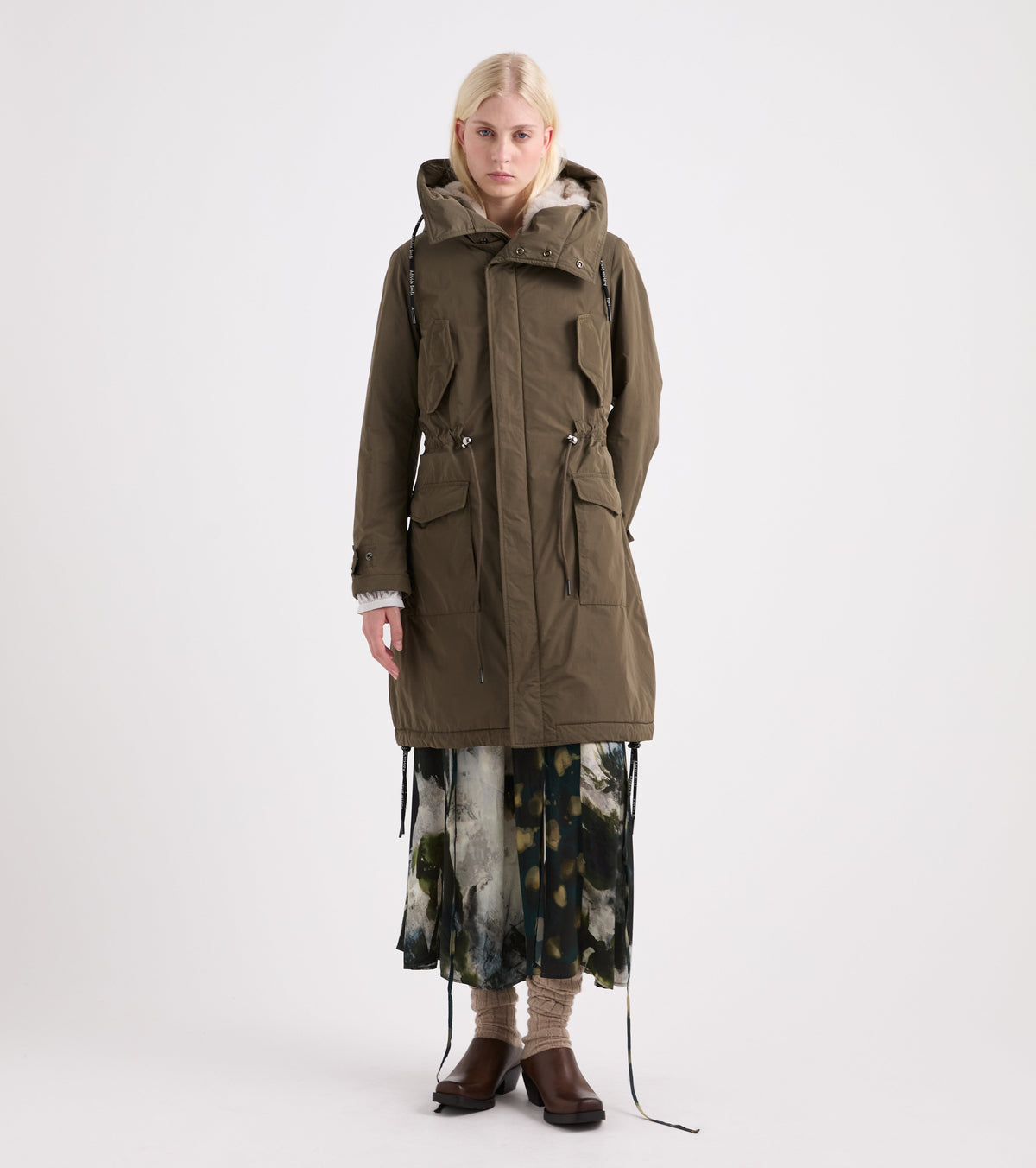 ALESSIA SANTI Parka in tessuto tecnico imbottito check 621SD35048 Army