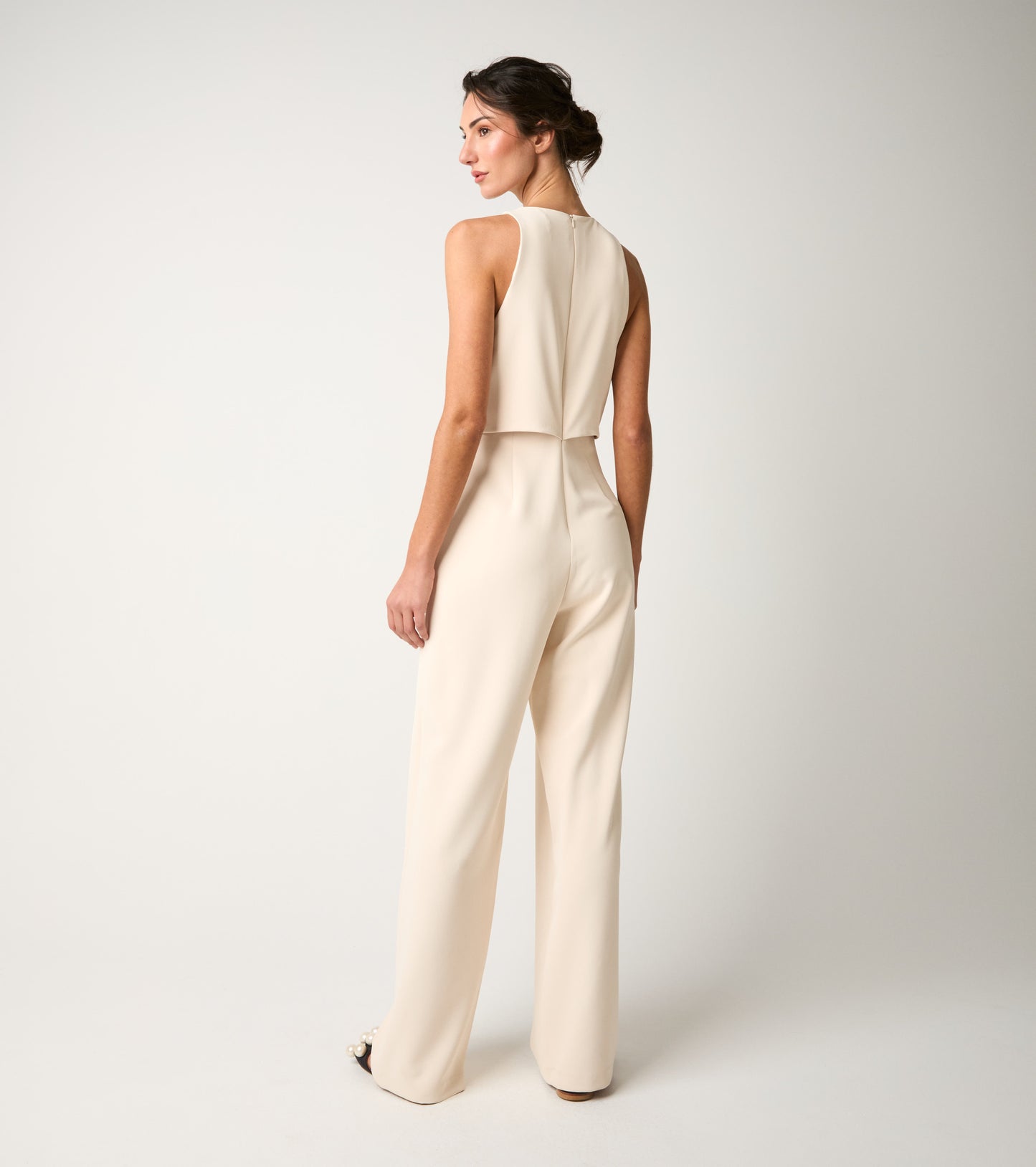 ALESSIA SANTI Tuta stretch con scollo rotondo 611SD15032 Champagne