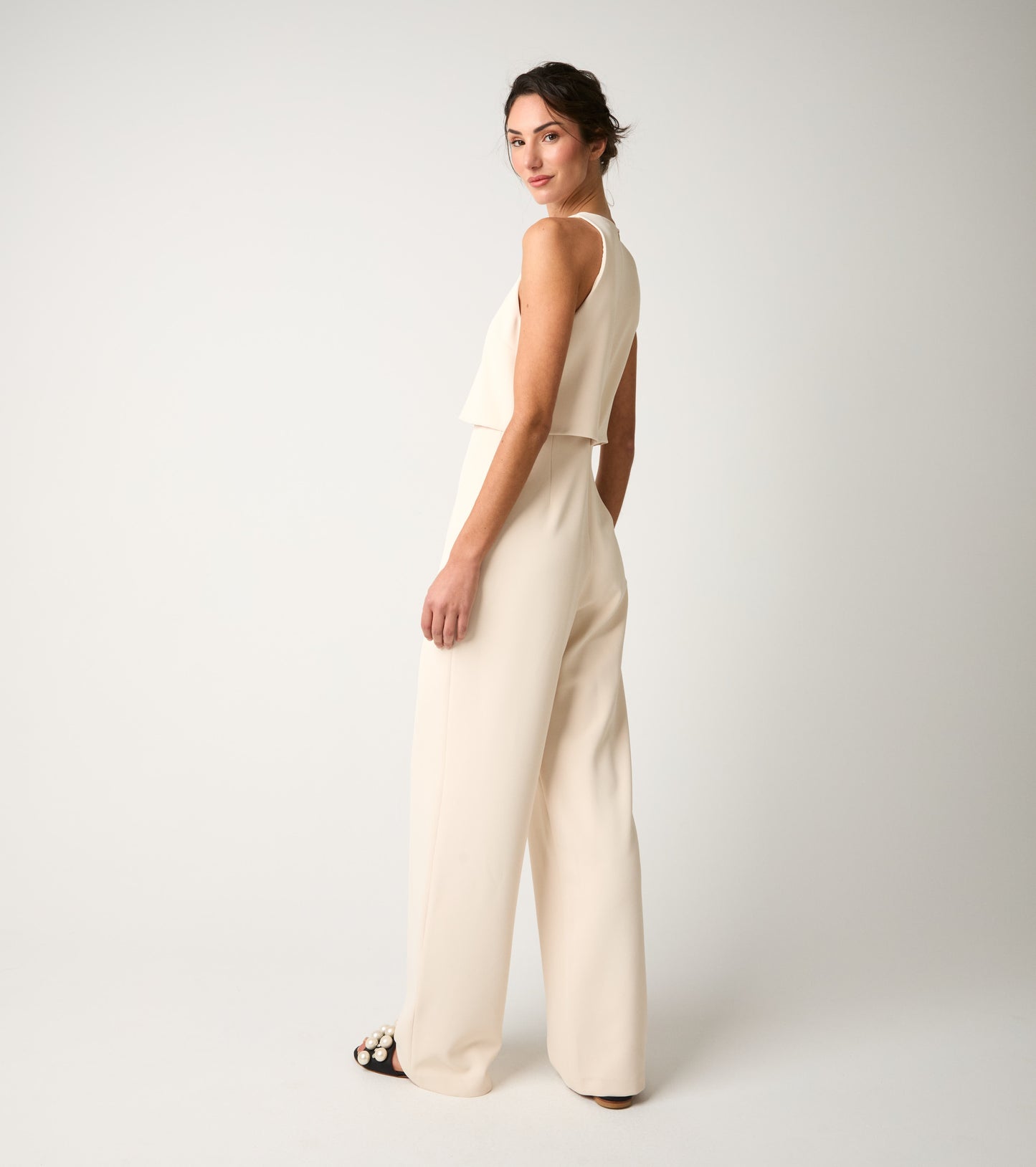 ALESSIA SANTI Tuta stretch con scollo rotondo 611SD15032 Champagne