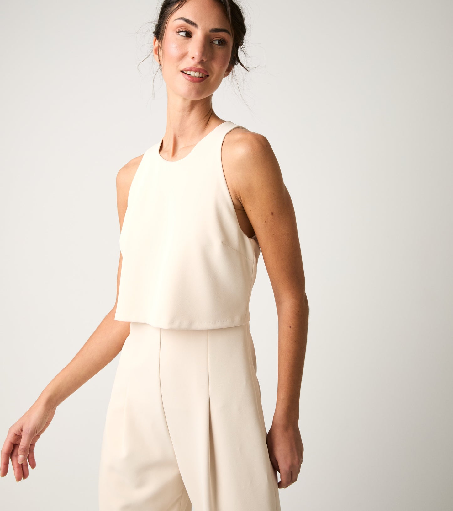 ALESSIA SANTI Tuta stretch con scollo rotondo 611SD15032 Champagne