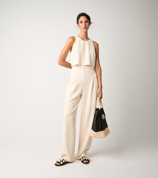 ALESSIA SANTI Tuta stretch con scollo rotondo 611SD15032 Champagne