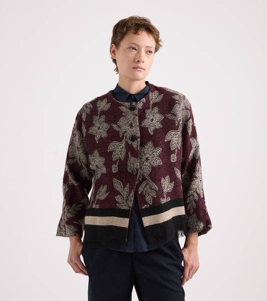 ALESSIA SANTI Giacca Misto Alpaca Stampa floreale 621SD35024 Amarena Sabbia