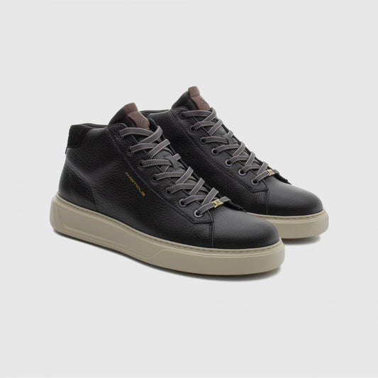 Sneaker Alta AMBITIOUS Kit Uomo Nera - Pelle Minimale