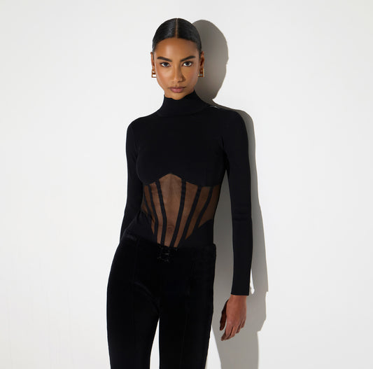 ELISABETTA FRANCHI Body bustier in maglia BK05S67E2 Nero