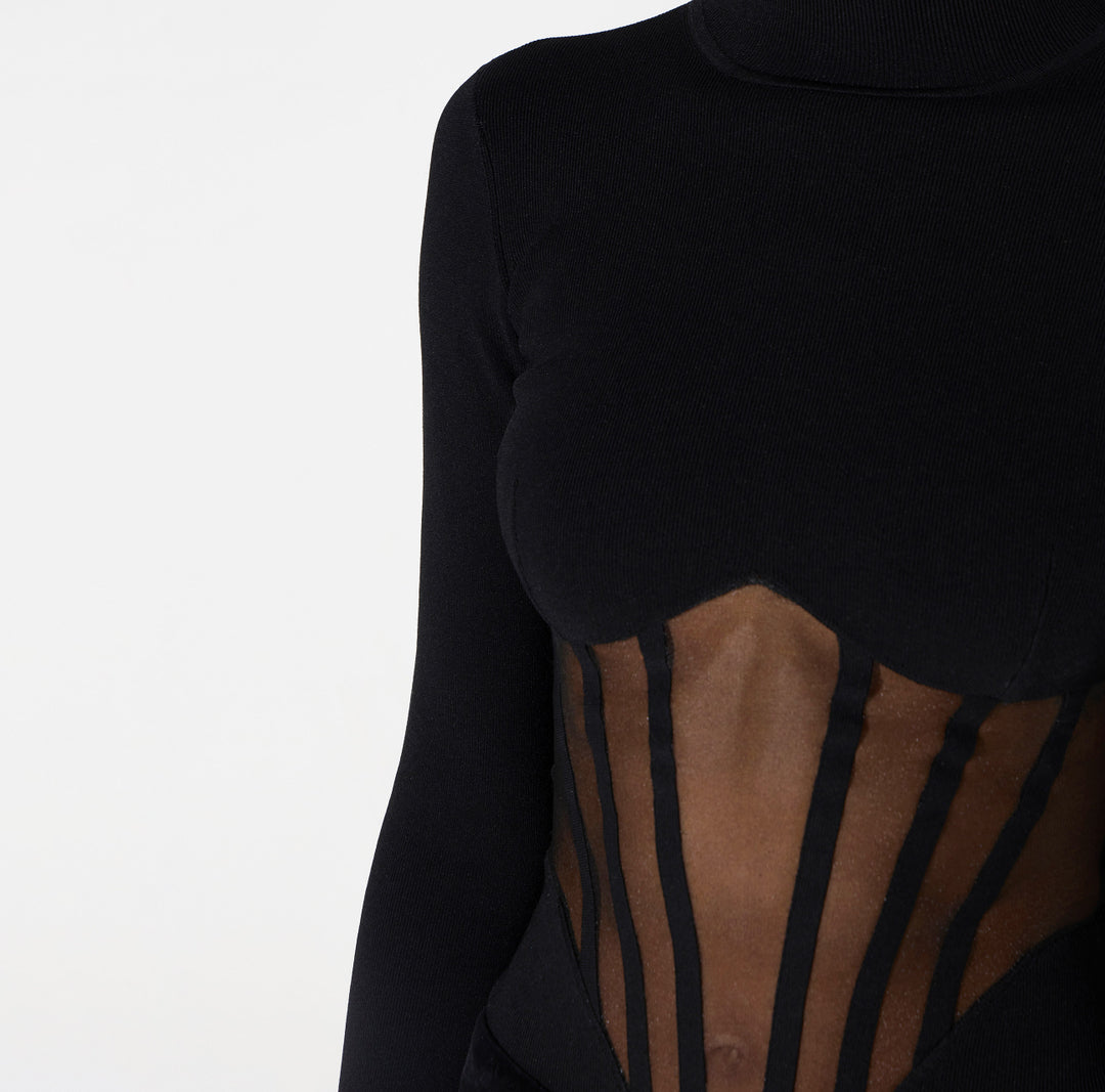 ELISABETTA FRANCHI Body bustier in maglia BK05S67E2 Nero
