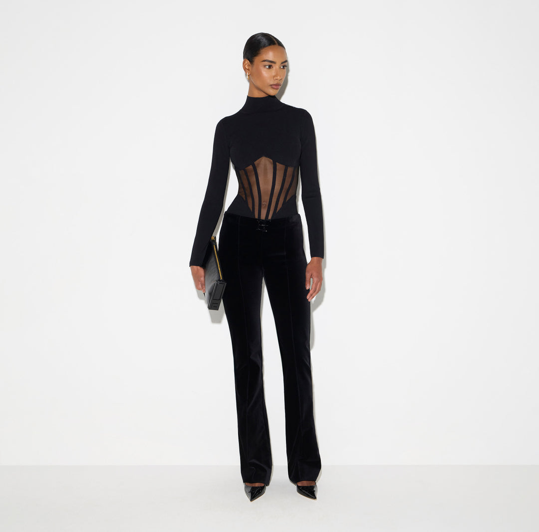 ELISABETTA FRANCHI Body bustier in maglia BK05S67E2 Nero