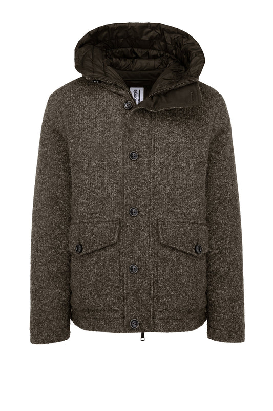 BOMBOOGIE Parka Uomo Wbac con cappuccio in maglia a costine GM9814WBAC Coffee 103