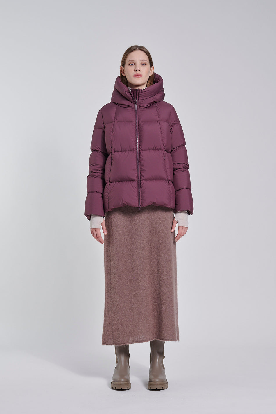 BOMBOOGIE Piumino Corto Donna Hooded Down Jacket GW9712TMST Berry Chocalate 481