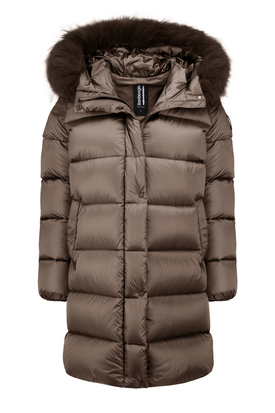 BOMBOOGIE Piumino lungo Donna Hooded Down Jacket CW786TDLC6 Urban Bronze 148