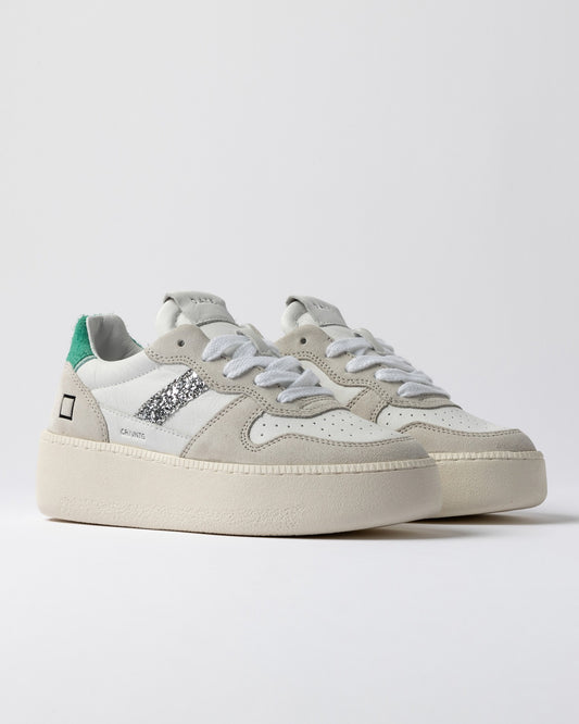 D.A.T.E. Sneakers Donna COURT PLATFORM VINTAGE CALF White Green