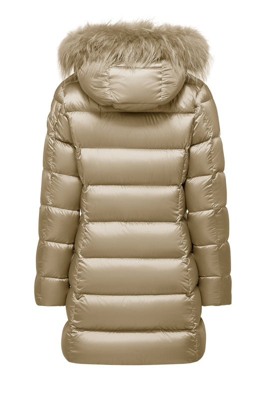 BOMBOOGIE Piumino lungo Donna slim con cappuccio e pelliccia staccabile Down Jacket CW183PTDLC5 Sandshell 180