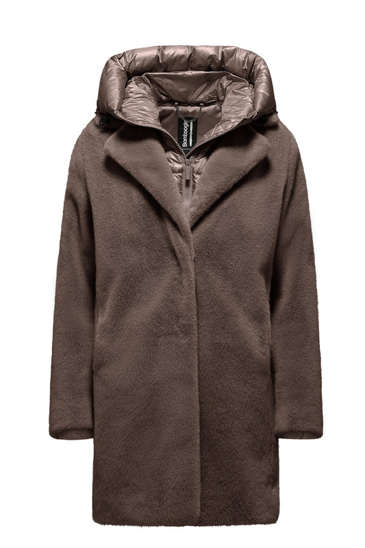 BOMBOOGIE Cappotto lungo Donna Odessa Overcoat in ecopelliccia CW6570TFSB6 Urban Bronze 148
