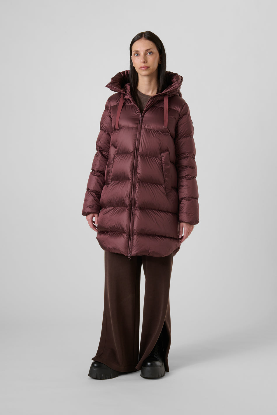 BOMBOOGIE Piumino lungo Donna Geneva Jacket CW6630TDLC6 Berry Chocolate 481