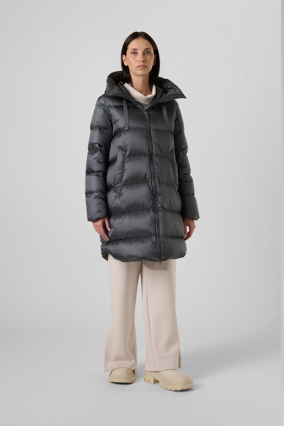 BOMBOOGIE Piumino lungo Donna Geneva Jacket CW6630TDLC6 Charcoal Grey 52