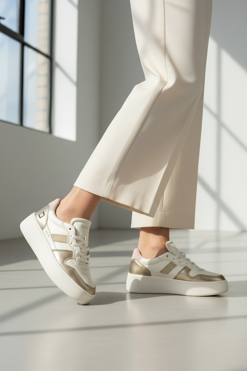 D.A.T.E. Sneakers Donna COURT PLATFORM LAMINATED Platinum