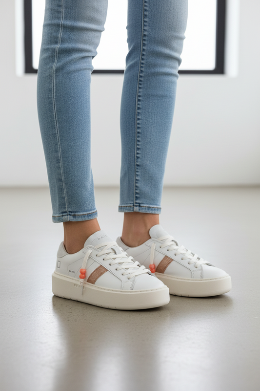D.A.T.E. Sneakers Donna HILL LOW PLATFORM CALF White Cooper