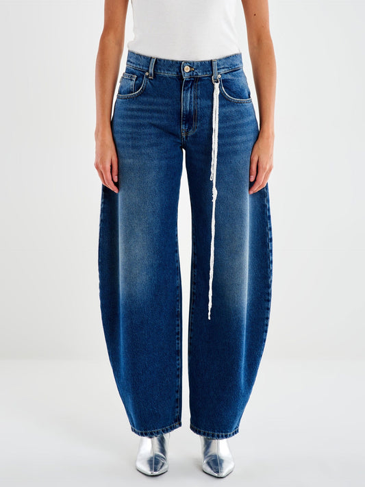 VICOLO Jeans Denise Ampio con Catena DF5106 Blu
