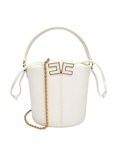 ELISABETTA FRANCHI Borsa a secchiello con dettaglio logo  BS92A61E2 Avorio