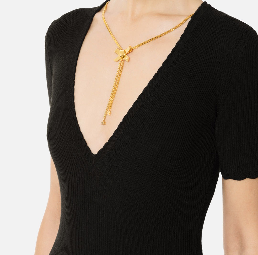 ELISABETTA FRANCHI Abito in viscosa con collana AM53S51E2 Nero