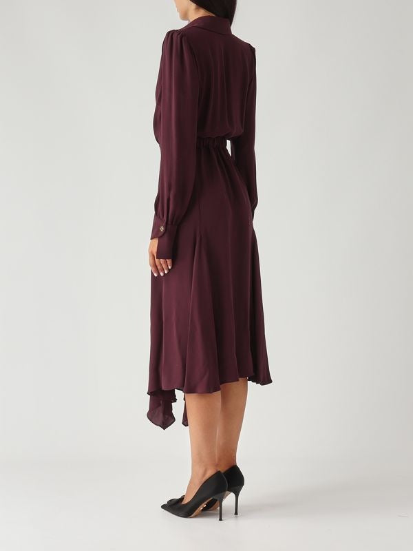 ELISABETTA FRANCHI Abito in georgette con collana tubolare ABT0356E2 Merlot