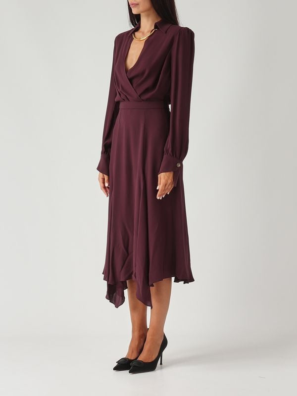 ELISABETTA FRANCHI Abito in georgette con collana tubolare ABT0356E2 Merlot