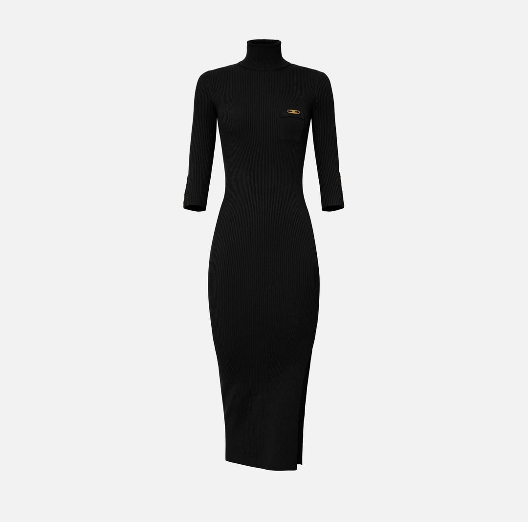 ELISABETTA FRANCHI Abito in maglia a costine AM23B56E2 Nero
