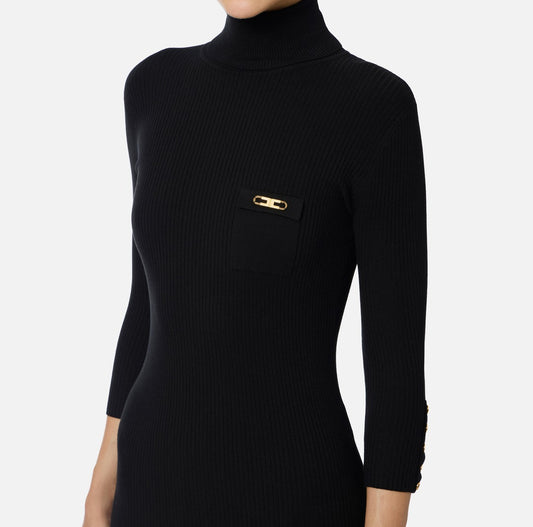 ELISABETTA FRANCHI Abito in maglia a costine AM23B56E2 Nero