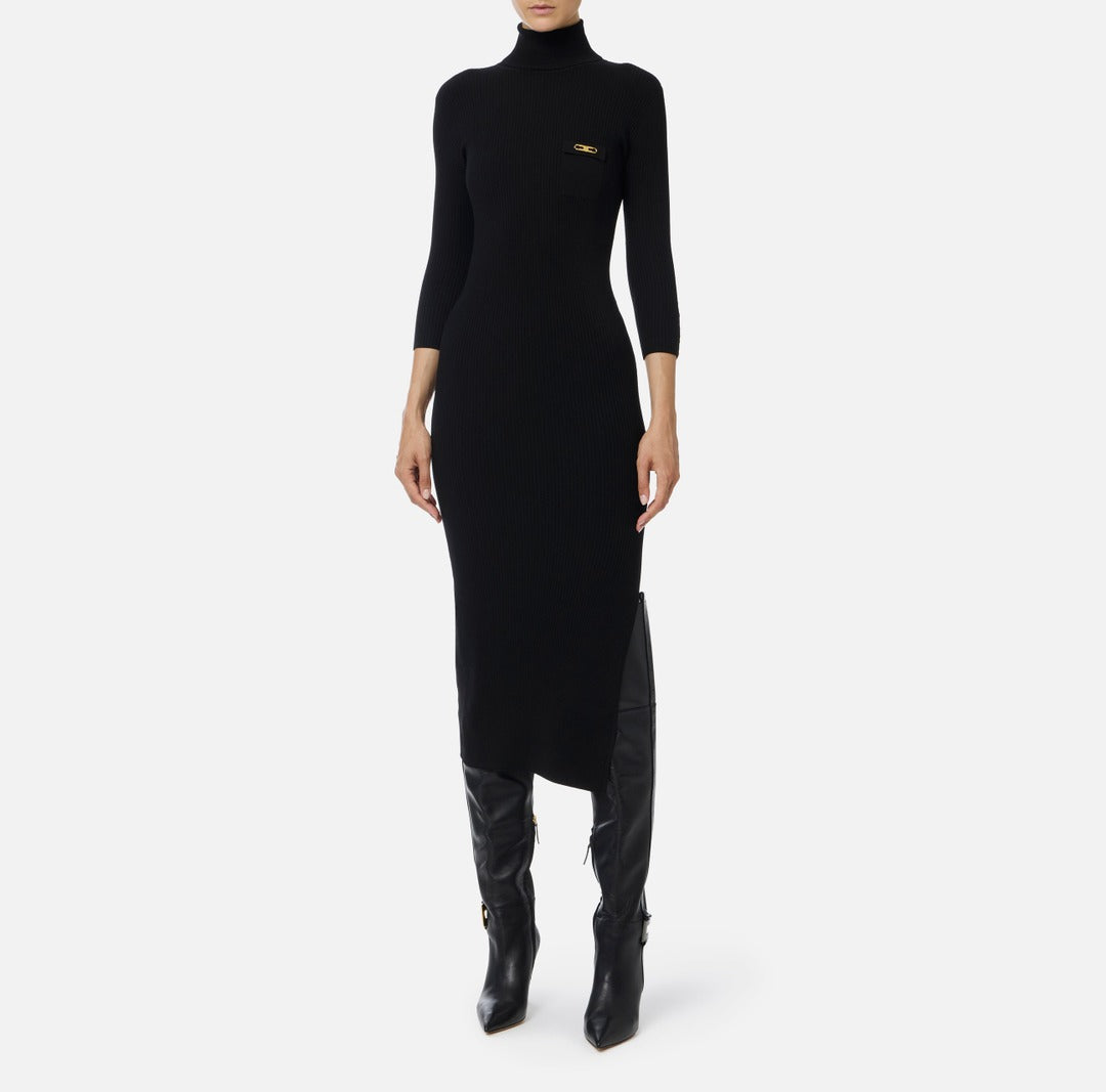 ELISABETTA FRANCHI Abito in maglia a costine AM23B56E2 Nero