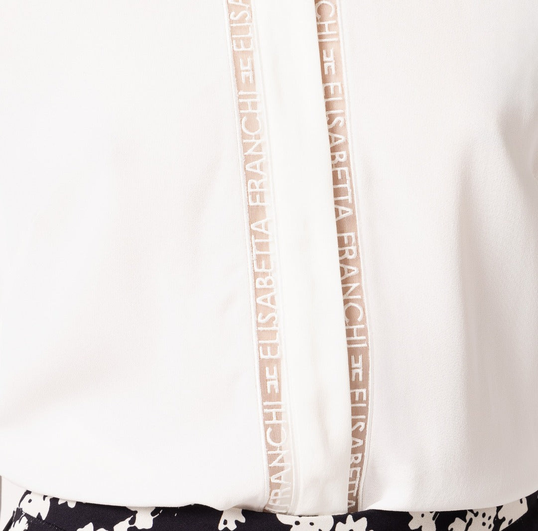 ELISABETTA FRANCHI Camicia in georgette con bande lettering CA05451E2 Avorio
