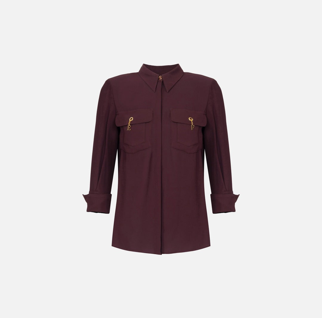 ELISABETTA FRANCHI Camicia in georgette di viscosa CA12256E2 Merlot
