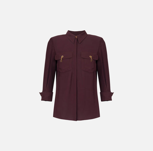 ELISABETTA FRANCHI Camicia in georgette di viscosa CA12256E2 Merlot
